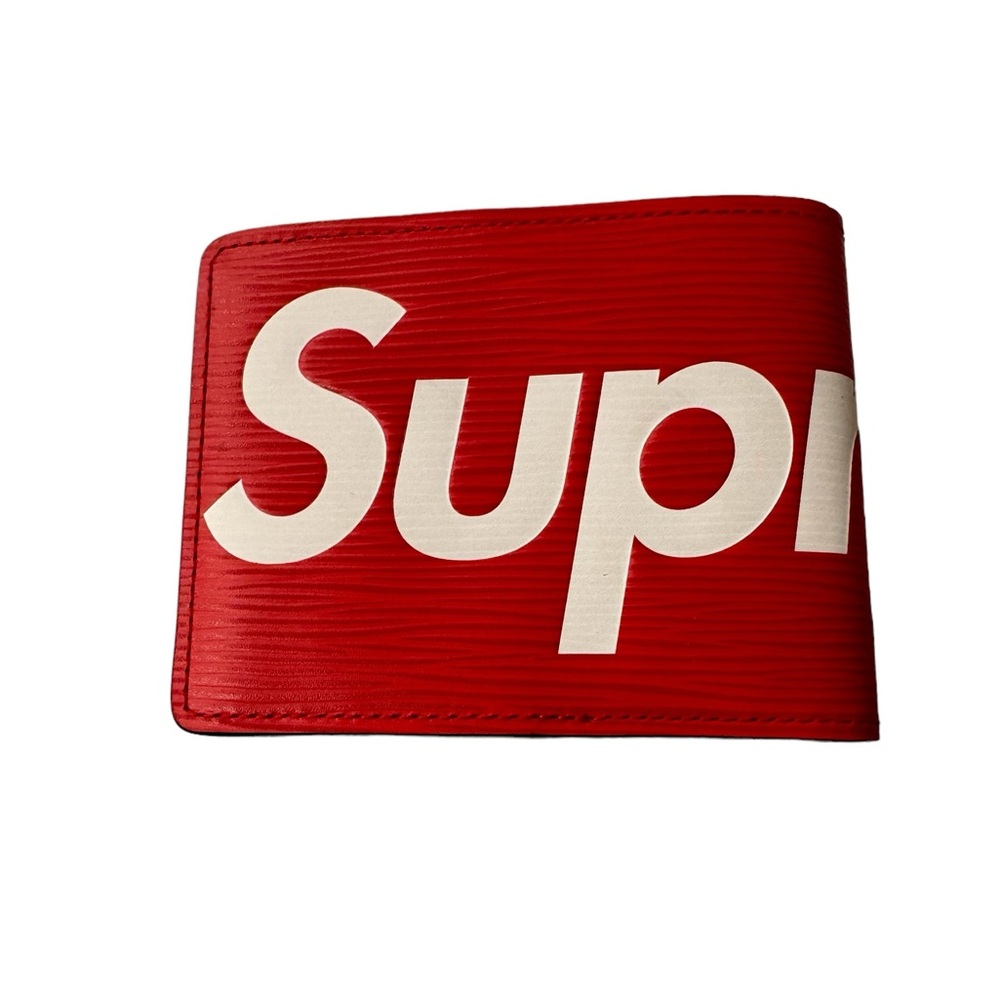Rare Louis Vuitton x Supreme Slender Red Epi Leather Wallet w/ Dust Bag and Box